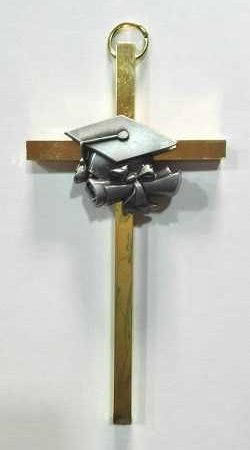 Cruz de bronce 10cm motivo graduacion