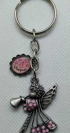Llavero Angel de la Guarda metalico (rosado)