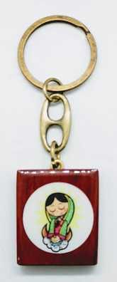 Llavero infantil - Virgen de Guadalupe - madera resinada