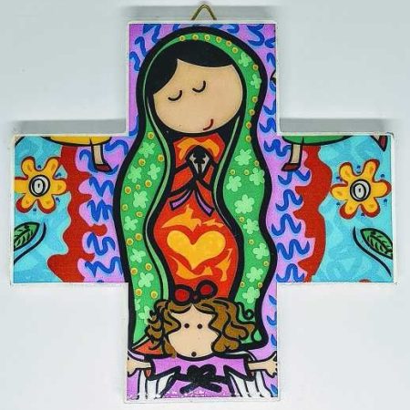 Cruz Infantil Virgen Guadalupe Colores 13x13 cms