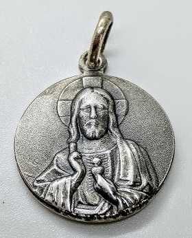 Medalla de plata - Sagrado Corazon - 18 mm.