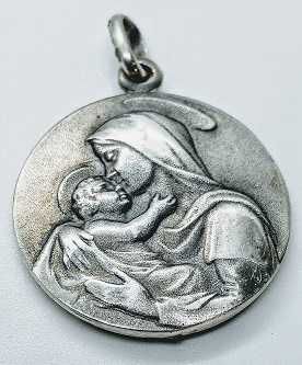 Medalla de plata - Virgen con nino - 20 mm.