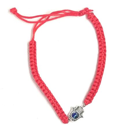Pulsera tejida roja con mano  de Fatima