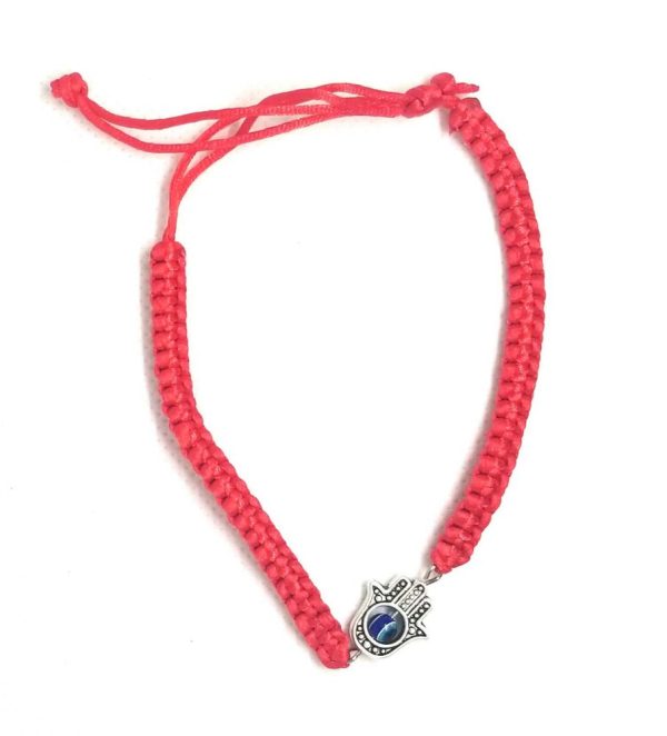 Pulsera tejida roja con mano  de Fatima