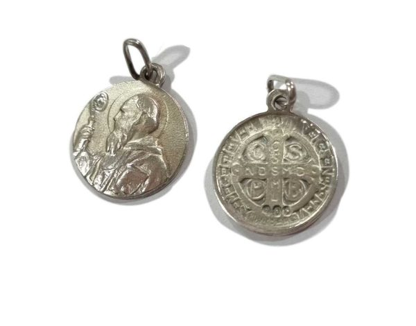 Medalla de plata San Benito 14mm imp