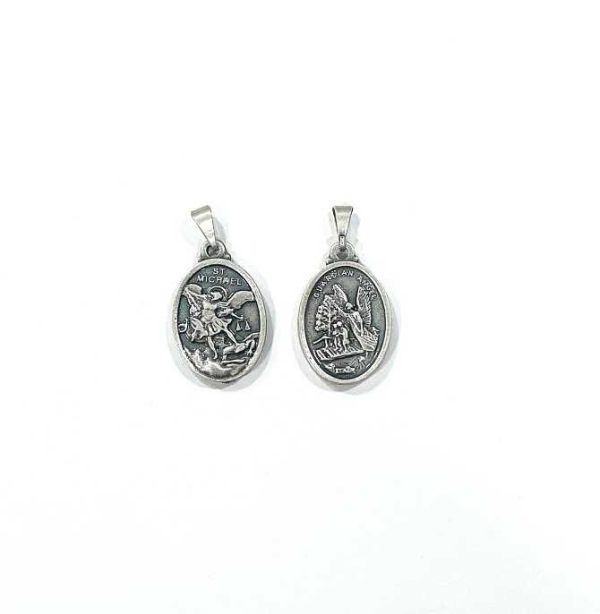 Medallita San Miguel Arcangel con Angel de la guarda