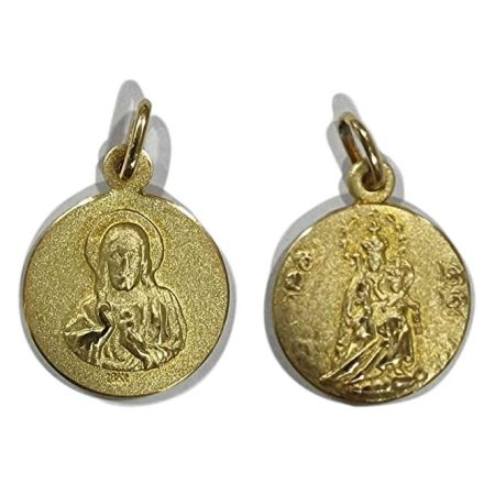 Escapulario Oro - Virgen del Carmen y Sagrado Corazón 16 mm.