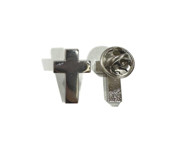 Cruz plateada con pin 12 x 18mm