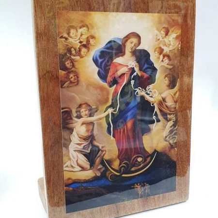 cuadrito repisero de virgen desatanudo 13cm