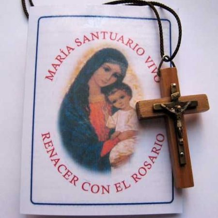 Cruz primera comunion con cordel y virgen con niño