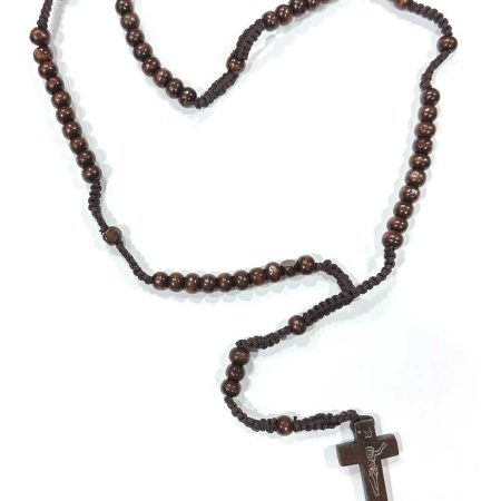 Rosario cafe moro con tejido macrame