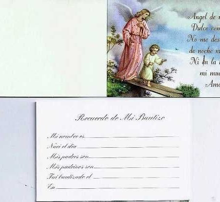Tarjeta Recuerdo de Mi Bautizo